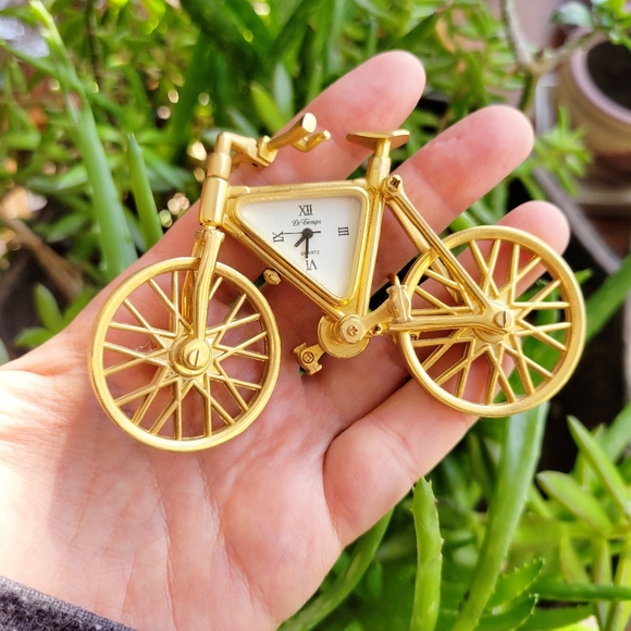 Vintage Le Temps Quartz Gold Bicycle Clock - Picture 2 of 8